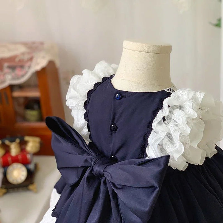 Vestido Infantil Lolita Vintage com Laço 1 a 8 Anos Varialle
