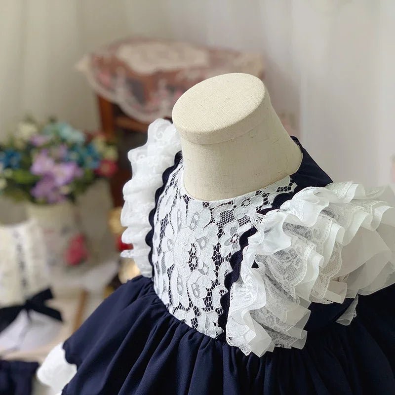 Vestido Infantil Lolita Vintage com Laço 1 a 8 Anos Varialle