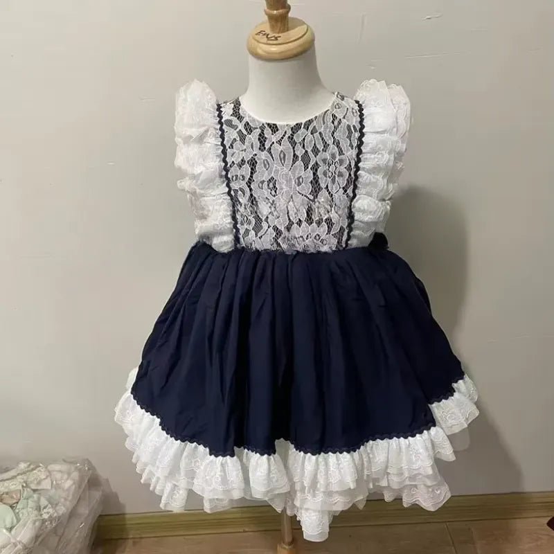 Vestido Infantil Lolita Vintage com Laço 1 a 8 Anos Varialle