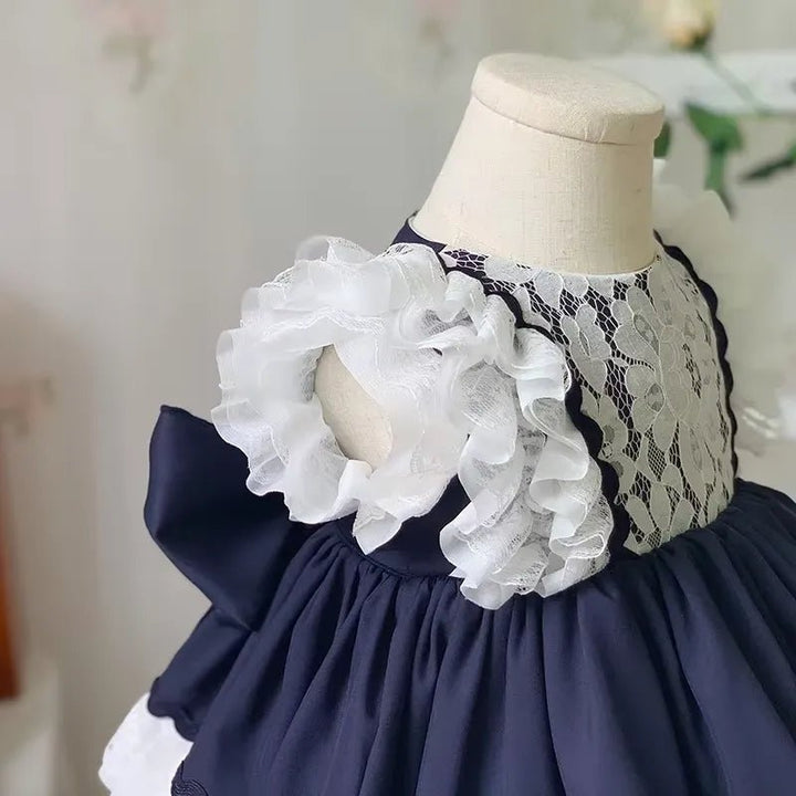 Vestido Infantil Lolita Vintage com Laço 1 a 8 Anos Varialle
